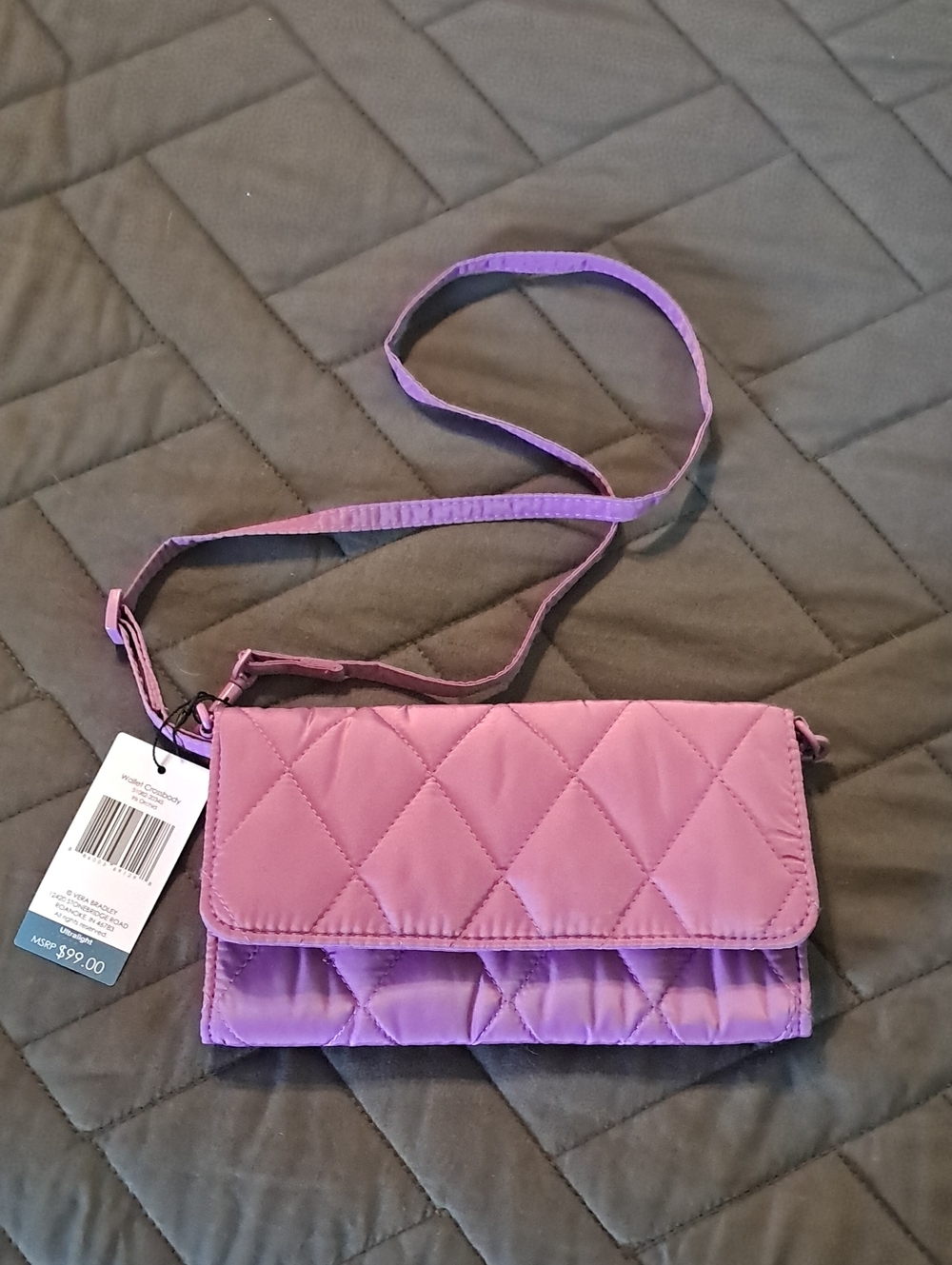 Vera Bradley Quilted Crossbody Wallet - Purple